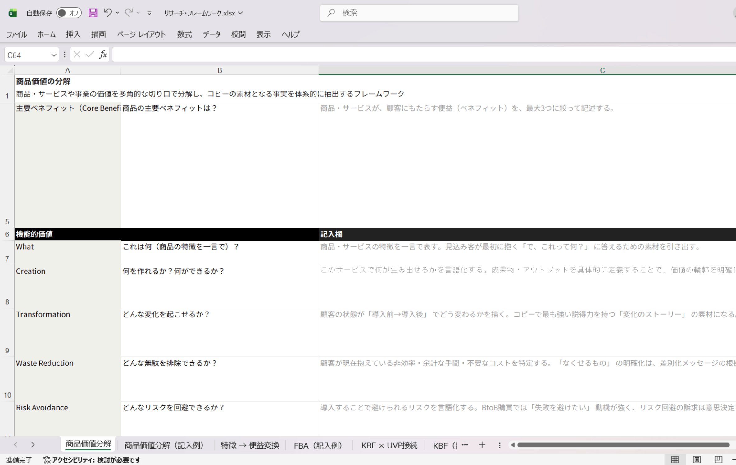 商品価値の分解シート